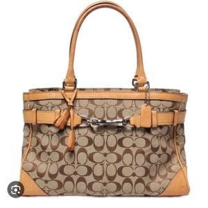 Coach Hampton canvas leather signature logo bag